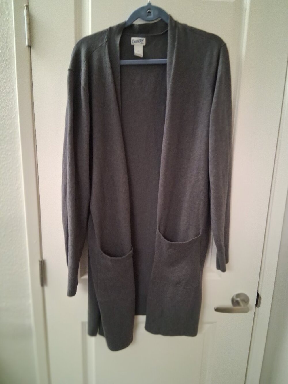 Duluth Trading Co Women's Gray Open Front Long Cardigan